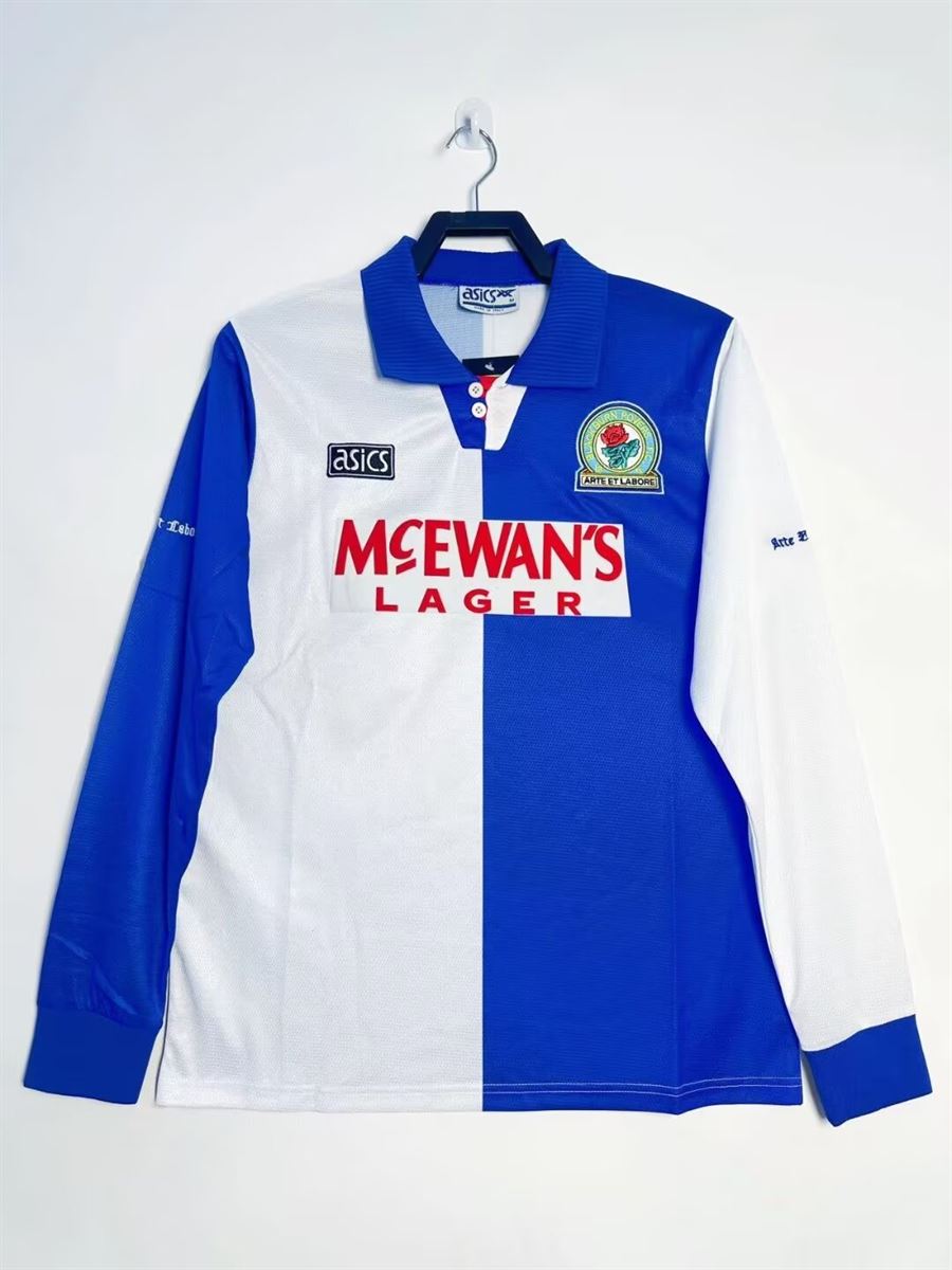 Retro 94/96 Blackburn Rovers Home Long Sleeve Soccer Jersey 1:1 Thai Quality